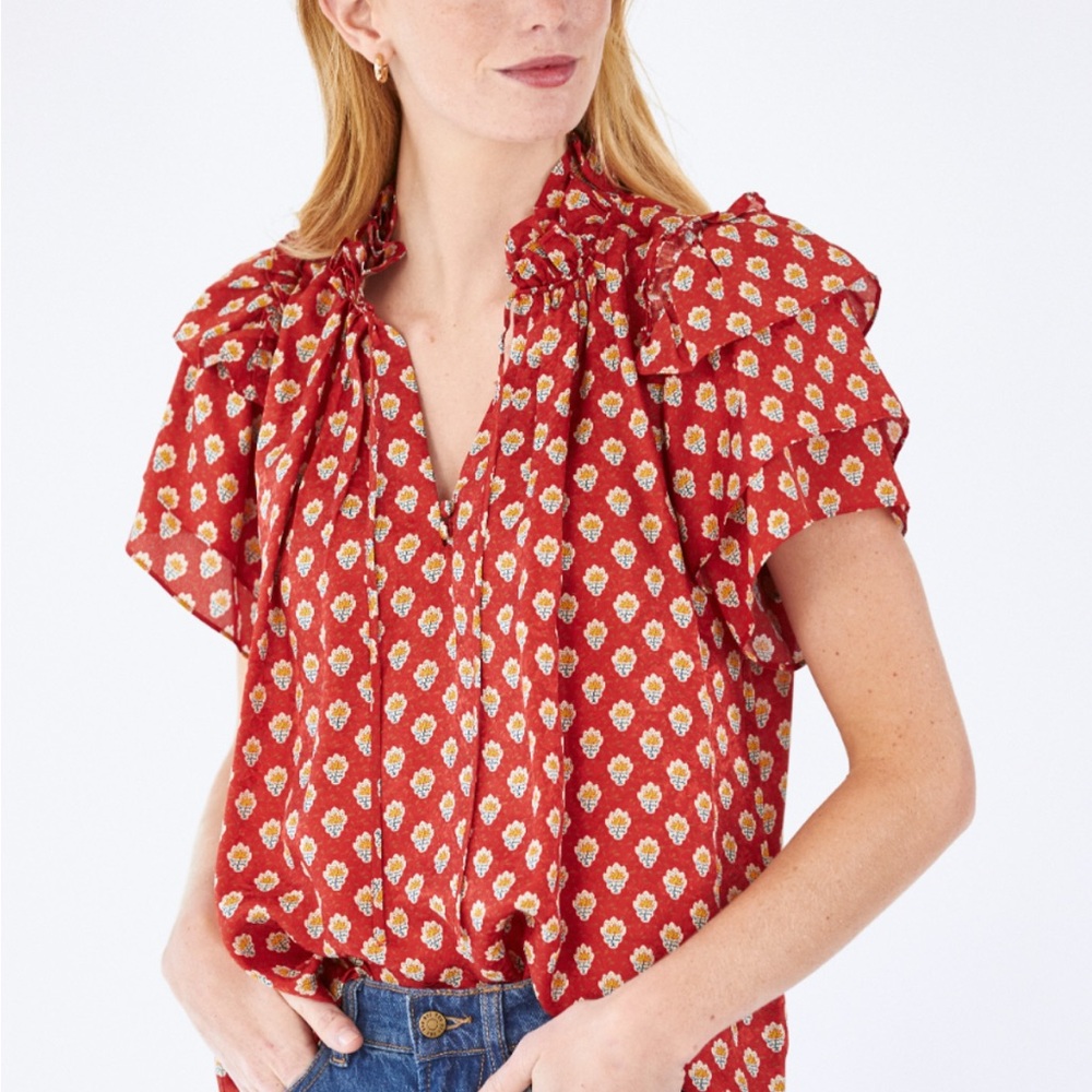 Hunter Bell Millie Top in Autumn Bloom Burgundy (M)